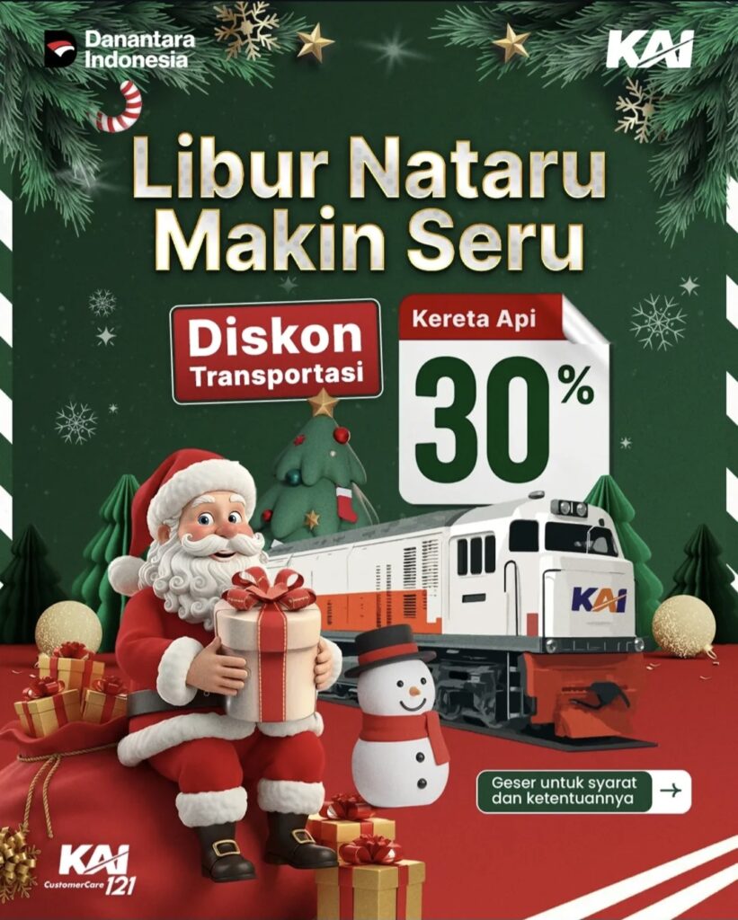 Diskon tiket kereta api spesial libur nataru